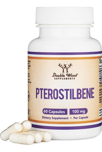 Double Wood Pterostilbene 100 Mg 60 Caps Antioxidante Sfn