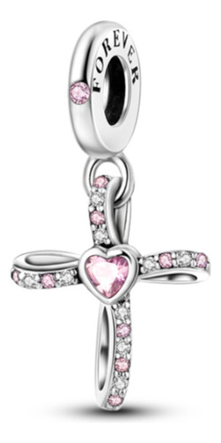 Charm Cruz Rosada Plata Ley 925 