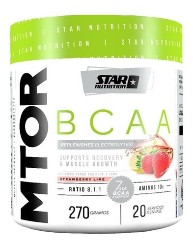 Mtor Bcaa 270 Gr Formula Mejorada Star Nutrition Sabor Strawberry Lime