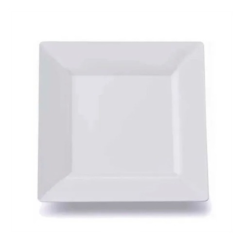 Imagen 2 de 3 de Plato Playo Melamina Cuadrado Blanco X 12 Unidades Plastico