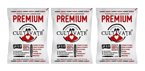 Sustrato Cultivate Premium 100% Orgánico 25 Litros 3 Unid