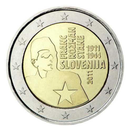 Moeda 2 Euro Comemorativa Eslovênia 2011 Franc Rozman Fc