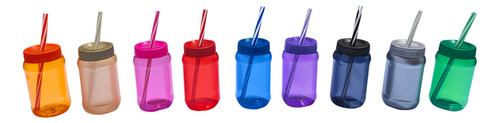 100 Vasos De Fiesta Neón Con Tapa Popote Cilindros Reusables Multicolor
