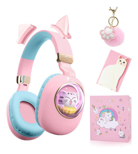 Qearfun Auriculares 3d Con Luz Led 7 Colores Gatos, Con Con