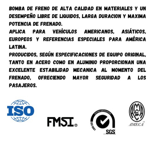 Bomba D Freno Chevrolet Jeep Cherokee 1977 1988 89 90 101254
