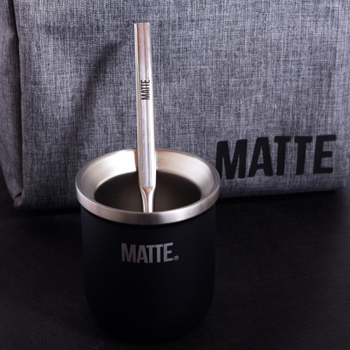 Set Mate Steel + Bombilla + Yerbero + Mochila Matera Grey