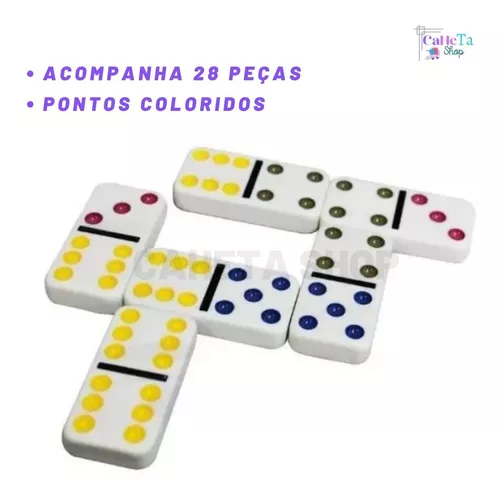 Jogo De Dominó 28 Peças No Estojo Doble Six 5mm Wellmix Jogos de