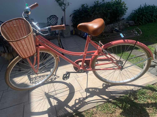 Bicicleta Vintage Rosa Con Canasto