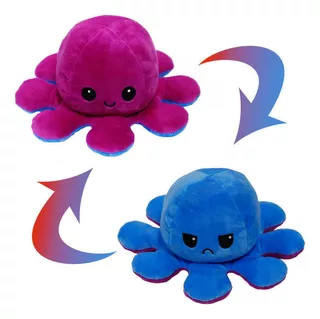 Pulpo de peluche reversible Angry or Happy