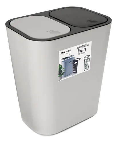 Cesto De Basura 2 Compartimientos Papelera Sistema Push 20l