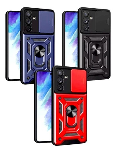 Funda Reforzada Con Cubre Cámara Y Anillo Samsung A14 Azul Acero