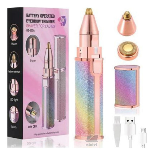 Depilador Facial 2 Em 1 Sobrancelha Buço Nariz Axilas Usb