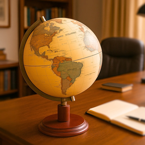 Globo Terrestre Retrô Vintage Giratorio 360 30cm Escolar Educativo Decora Ambiente Mesa Quarto Escritório Premium
