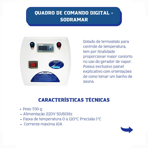 Sauna Vapor Steam Inox 12 Kw Com Quadro Digital B Sodramar