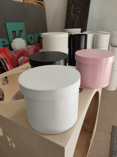 Kit 10 Caja Redonda 20 Cm | Cilindro| Pintada | Mdf