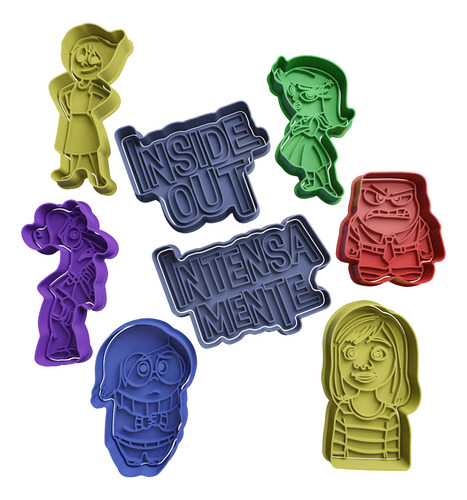 Set 8 Cortadores De Galletas Emociones Mente Alegría Furia