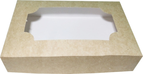 Caja Alfajores Alf2 Ventana X 50u Packaging Blanco Madera