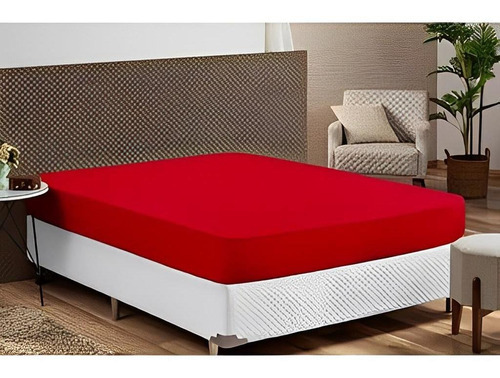 Kit 10 Lençol Cama Casal Padrao Avulsoc/elástico Premiun Cor Vermelho 39023 Desenho Do Tecido Liso