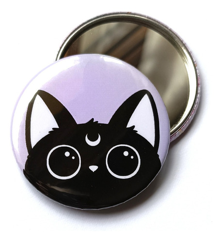 Espejo De Mano Moon Cat Witch Gatito Luna Gato Goth Espeijto