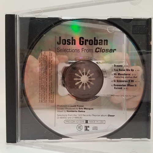 Josh Groban - Selections From Closer - Cd - Ex