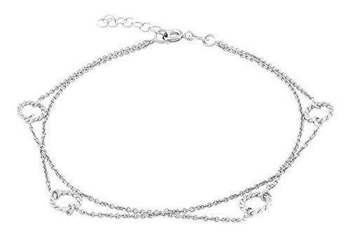 Sterling Silver 9 1 Extension Pulsera De Tobillo De Dos Hilo