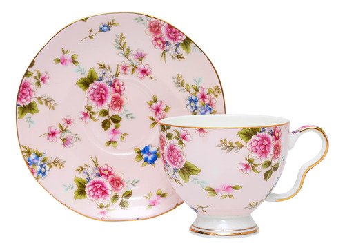 Tazas Y Platillos De Té De Porcelana Fina, Diseño Floral,.