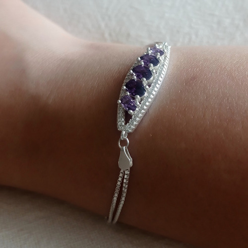 Imagen 4 de 5 de Pulsera Plata 925 Modelo Bella Violeta