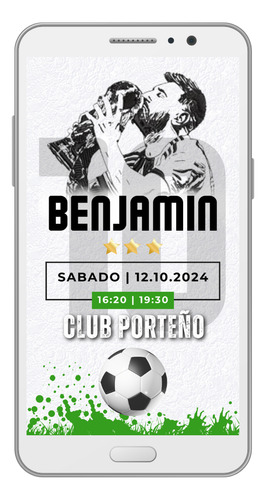 Invitación Tarjeta Digital Personalizada - Futbol Futbol Messi