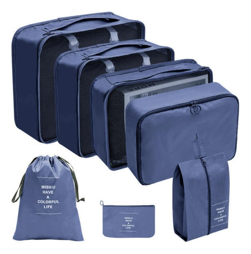 Kit Bolsas De Viagem Organizador Prático De Mala Roupa 7 Pçs