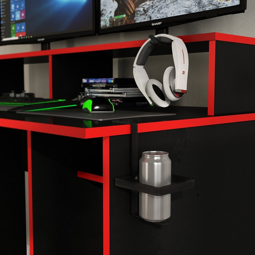 Imagen 5 de 7 de Escritorio Gamer Eg1r Con Alzada Y Accesorios Centro Estant