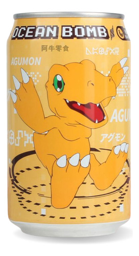 Refrigerante Digimon Agumon Sabor Banana Ocean Bomb 330ml