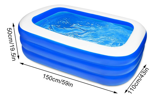 Piscina Inflable Rectangular 150 X 109 X 49 Cm Para Niños Azul