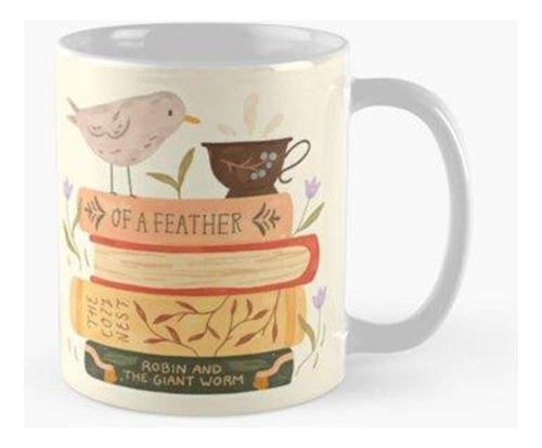 Taza Pila De Libros De Aves Calidad Premium