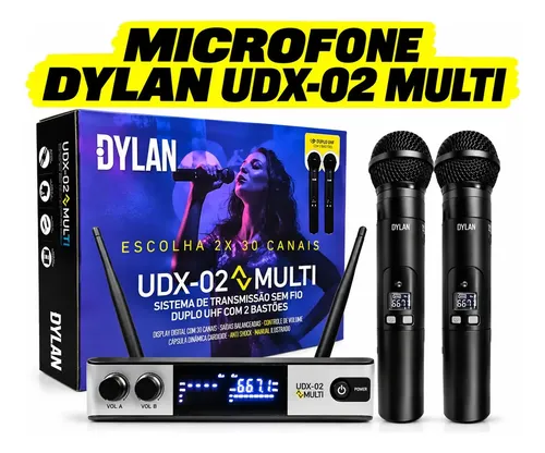 Microfones Dylan Udx-02 Multi Dinâmico Cardioide Preto S/ Fio