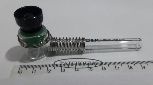 Imagen 5 de 5 de Pipa Vidrio Pyrex Resorte D&k Borosilicato Filtro 10cm.