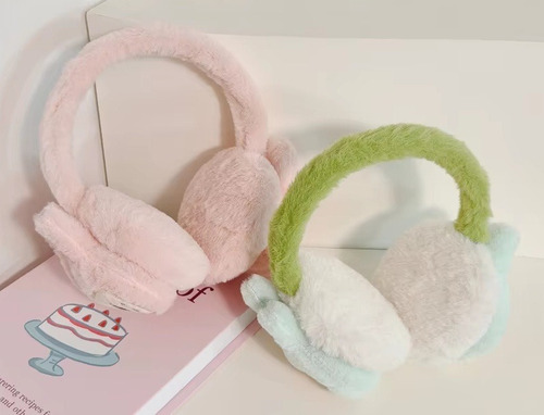 Orejera De Felpa Para Invierno Labubu Verde Y Blanco Labubu
