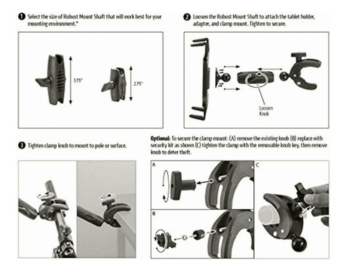 Arkon Abrazadera Robusta Para Tablet Con Perilla De