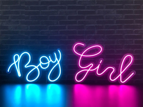 Placa Luminoso Neon De Led - Chá Revelação Boy Girl 55x35cm