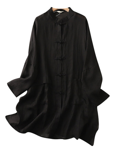 Vestido Holgado Tipo Camisa De Algodón Y Lino Para Mujer, Co