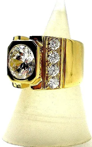 Anillo De Oro 18 Kt Y Zafiros Blancos