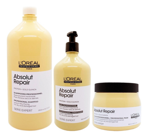 Loreal Absolut Repair Kit Shampoo + Acondicionador + Máscara