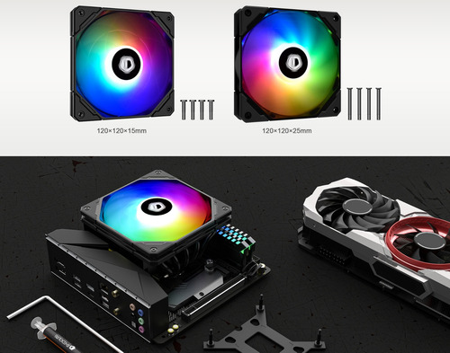 Cooler Cpu Itx Bajo Perfil Id-cooling Is-55 Argb 55mm Altura Led Sin