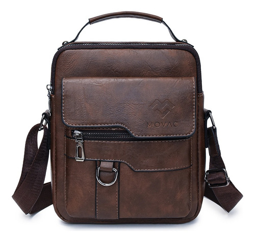 Bolso Bandolera Maletín De Hombre Cuero. Color Marrón oscuro