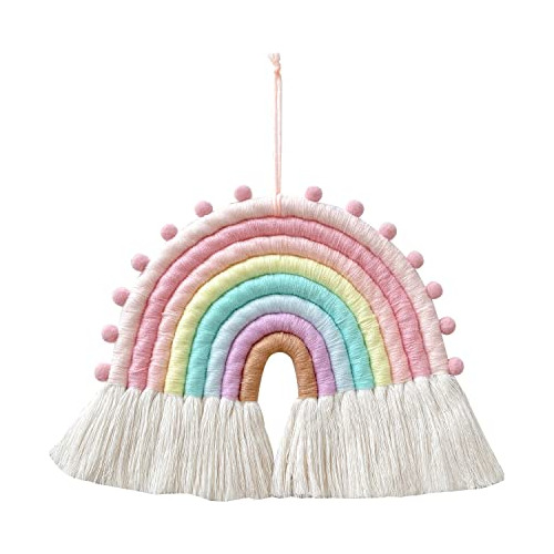 Rainbow Macramé Decoración Pompón Habitación Niñas