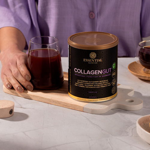 Collagen Gut Lata C/ Msm E Zinco Sabor Uva Essential 440g