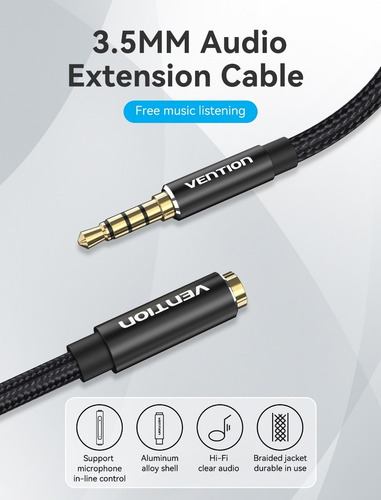 Cable De Audio Extension Vention 4 Polos 3.5mm 2m 10 Piezas