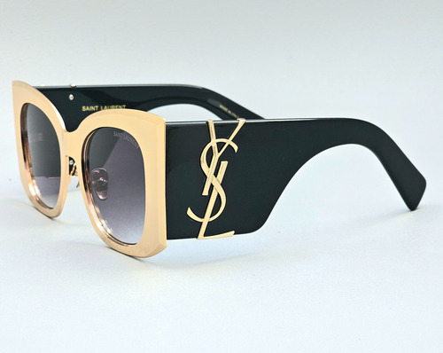 Lentes De Sol Yves Saint Laurent Ysl Slm245 Ysl Slm245 Azul Oscuro Dorado Negro (Usado)