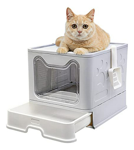 Caja De Arena Grande Para Gatos, Plegable, Con Entrada Super