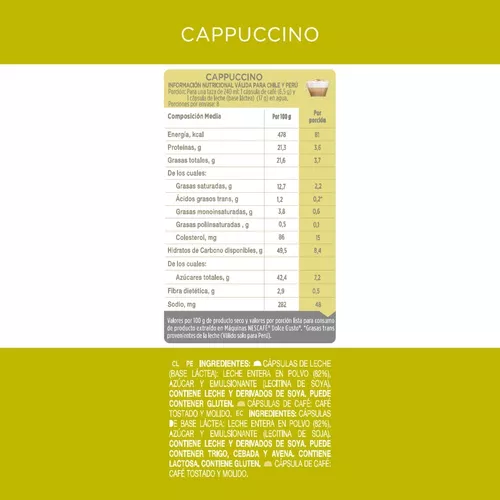 NESCAFE DOLCE GUSTO Cafetera Genio S White Cápsulas Cappuccino X3