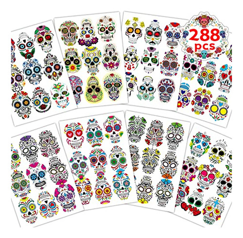 Joyful Start 288pcs Day Of The Dead Sticker Sugar 2lz9t